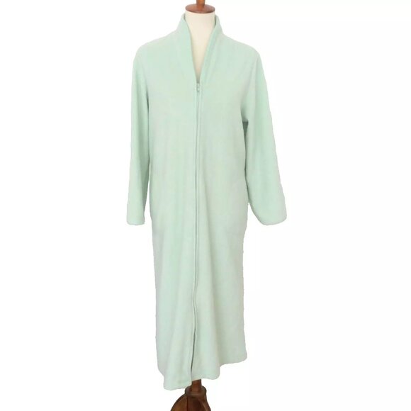 Charter Club Full Zip Plush Fleece Robe Mint Green Size Medium - Picture 3 of 7